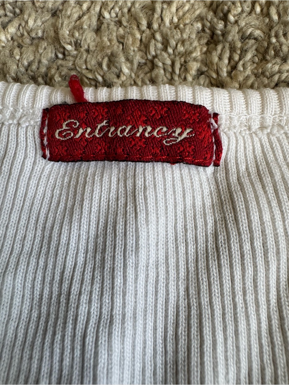 White Embellished Ribbed Tank Top by - Picture 3 of 4